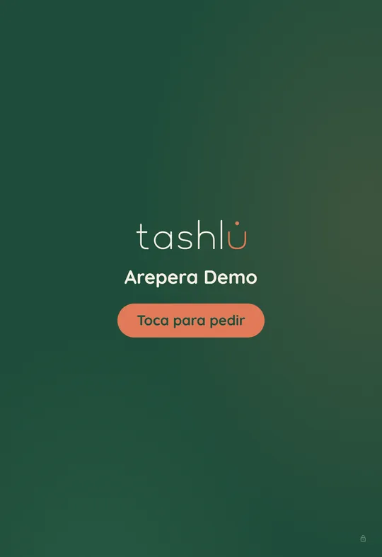 Pantalla de bienvenida de una máquina de autopago con el botón Toca para pedir